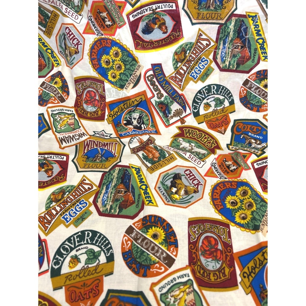 90s Joan Messmore Cranston Print Works Fabric Farm Label Farmcore Cottagecore
